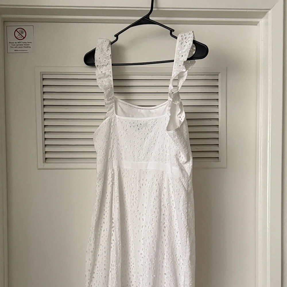 Banana Republic Eyelet Pinafore Dress, White SIZE 6 - Picture 3 of 9